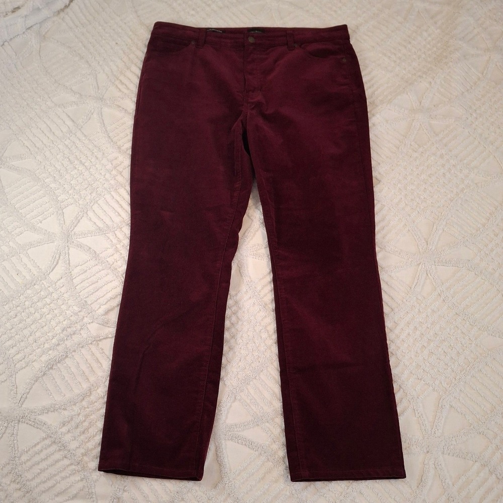 Talbots Womens 14P Corduroy Straight Leg Pant Maroon Cotton Stretch Petite